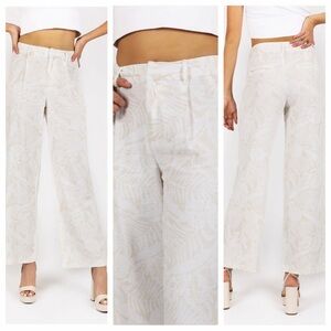 Sound Style New York Linen Off White Faux Pockets Pants Trousers 12